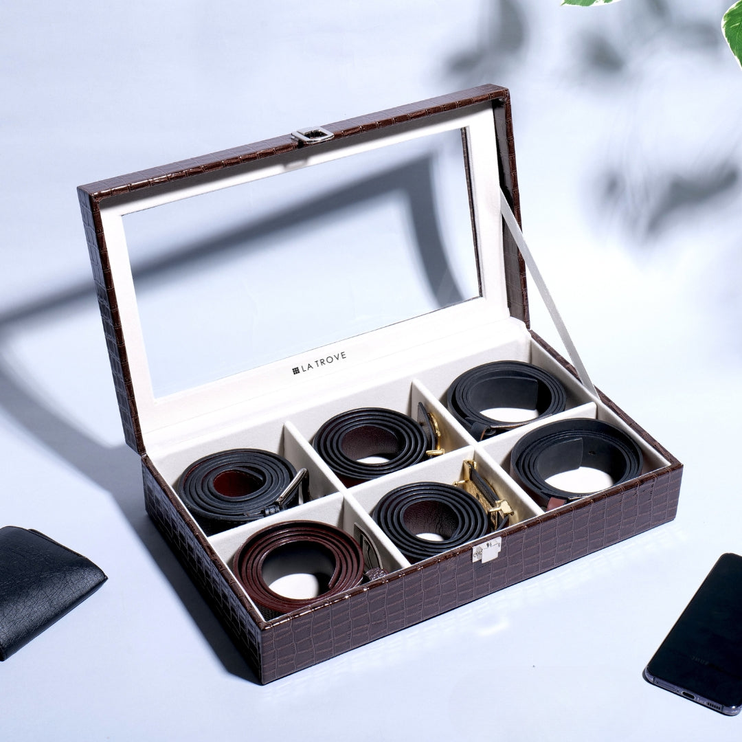 Premium 6 Slot Belt Box Glass